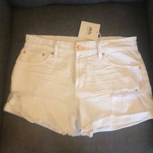 White jean shorts